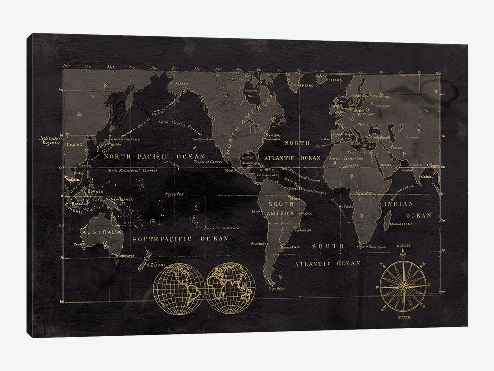 Black Gold Map by Carol Robinson 1-piece Art Print