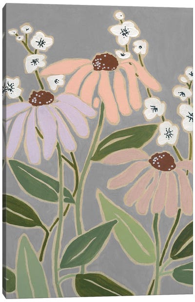 Woodblock Floral I Canvas Art Print - Carol Robinson