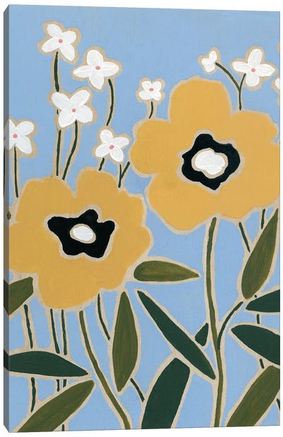 Woodblock Floral II Canvas Art Print - Jordy Blue