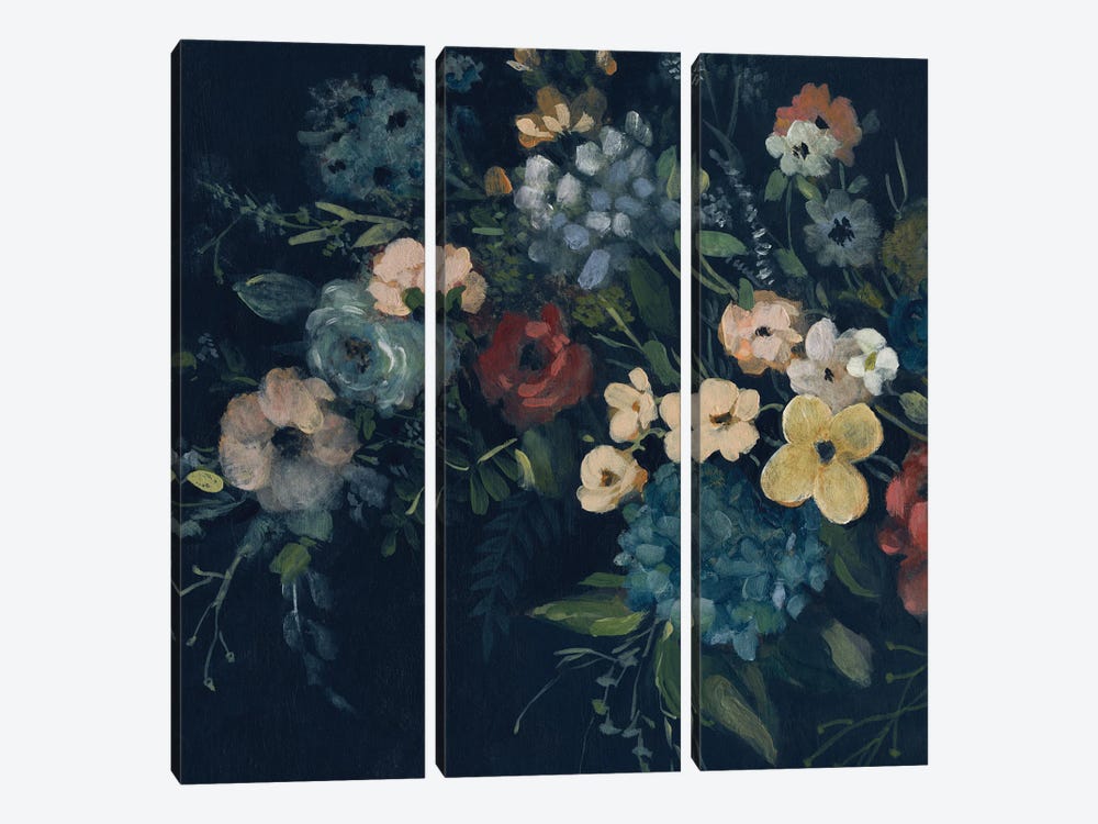 Vintage Navy Blossoms I by Carol Robinson 3-piece Canvas Wall Art