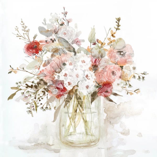 Shabby Chic Décor: Vibrant Red and Blush Blooms II by Carol Robinson