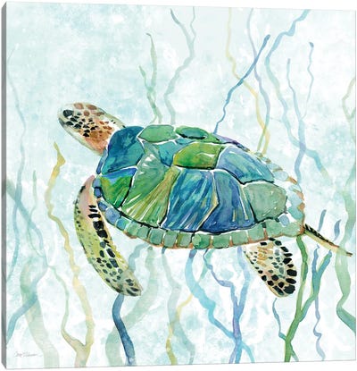 Sea Turtle Swim II Canvas Art Print - Bathroom Wall Art
