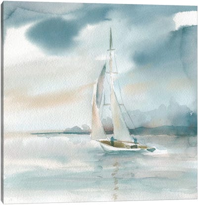Subtle Mist Canvas Art Print - Sailboat Art