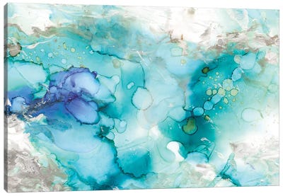 Teal Marble Canvas Art Print - Blue & White Art