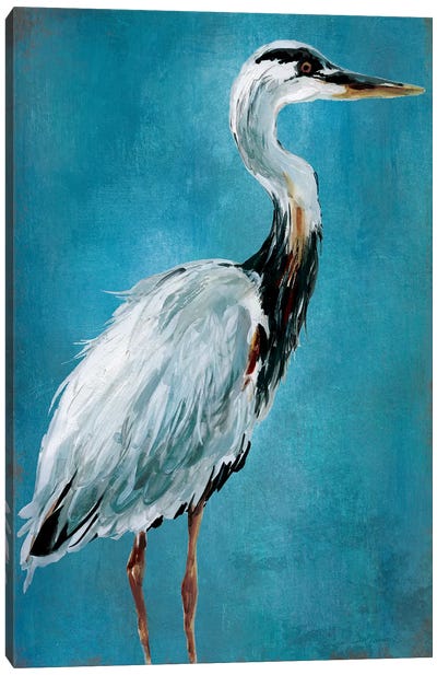 Great Blue Heron I Canvas Art Print - Coastal Living Room Art