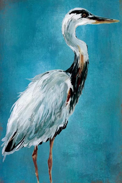 Beachy Living Room: Great Blue Heron I by Carol Robinson