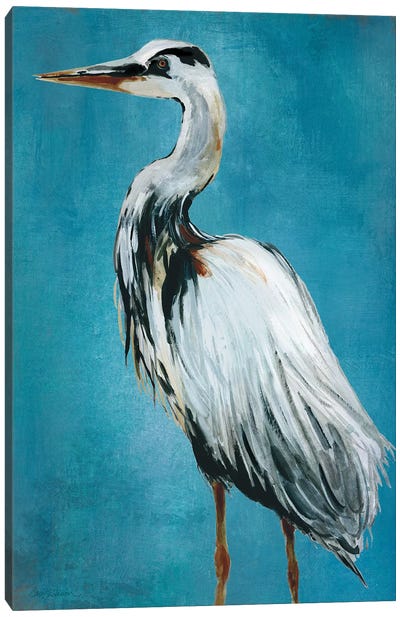 Great Blue Heron II Canvas Art Print - Coastal Living Room Art