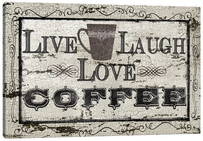 Live, Laugh, Love, Coffee Canvas Art Print - Drink & Beverage Art