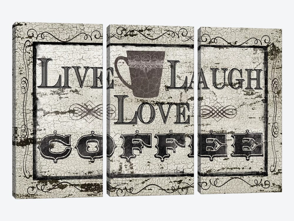Live, Laugh, Love, Coffee by Carol Robinson 3-piece Canvas Art