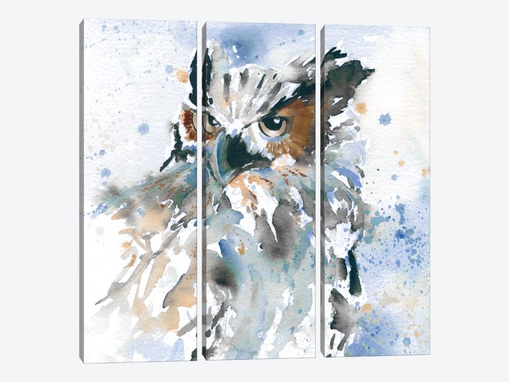 Owl On Blue by Carol Robinson 3-piece Canvas Art Print