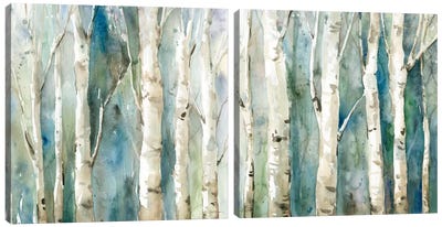 River Birch Diptych Canvas Art Print - Art Sets | Triptych & Diptych Wall Art
