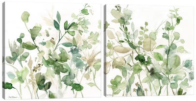 Sage Garden Diptych Canvas Art Print - Art Sets | Triptych & Diptych Wall Art