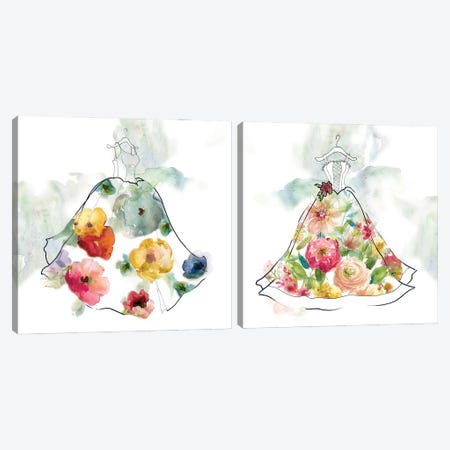 Fashionable Florals Diptych I Canvas Print Set #CRO2HSET014} by Carol Robinson Canvas Artwork