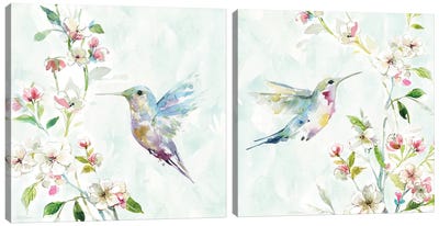 Hummingbird Diptych Canvas Art Print - Art Sets | Triptych & Diptych Wall Art