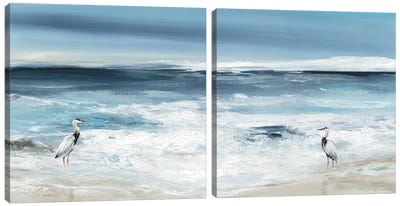 Tidal Fishing Diptych Canvas Art Print - Art Sets | Triptych & Diptych Wall Art