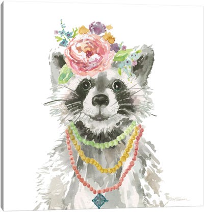 Glamour Girls: Raccoon Canvas Art Print - Raccoon Art