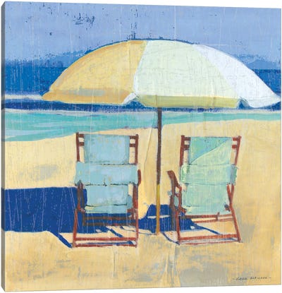 Seating For II Canvas Art Print - Soft Yellow & Blue