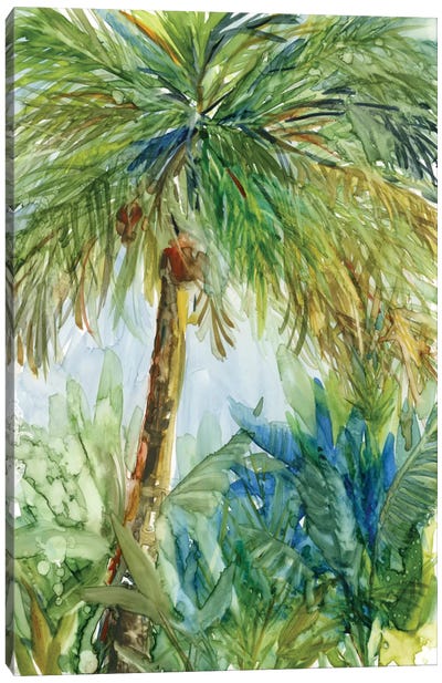 Vintage Palm Canvas Art Print - Traditional Living Room Art