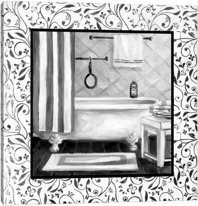 Black And White Bath I Canvas Art Print - Interiors