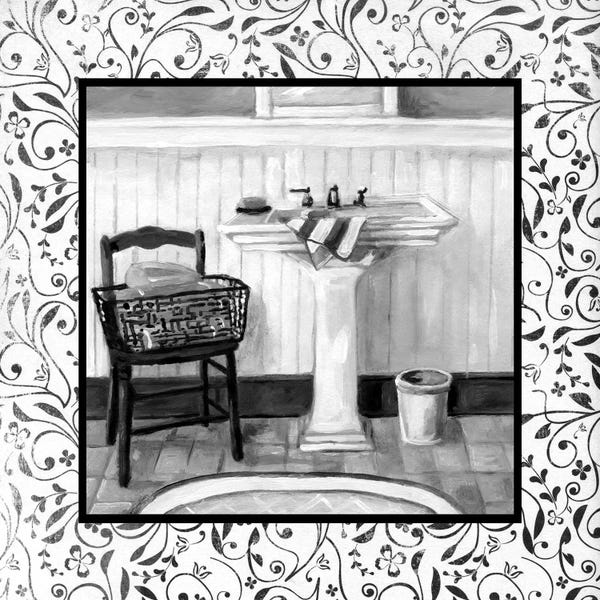 Interiors: Black And White Bath II by Carol Robinson