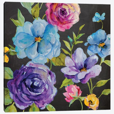 Chalk Flower Medley I Canvas Print #CRO397} by Carol Robinson Canvas Art