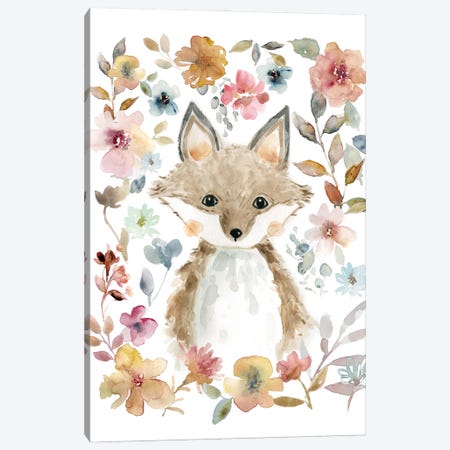 Flowers & Friends Fox Canvas Print #CRO463} by Carol Robinson Canvas Art Print