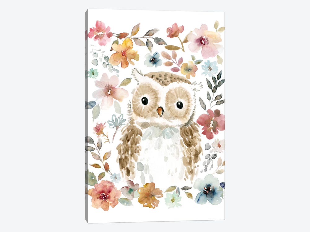 Flowers & Friends Owl by Carol Robinson 1-piece Canvas Art
