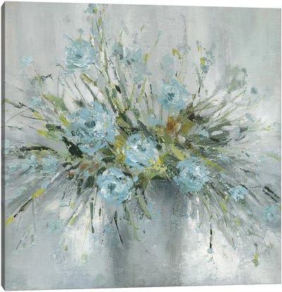 Blue Bouquet III Canvas Art Print - Blue & Gray Art
