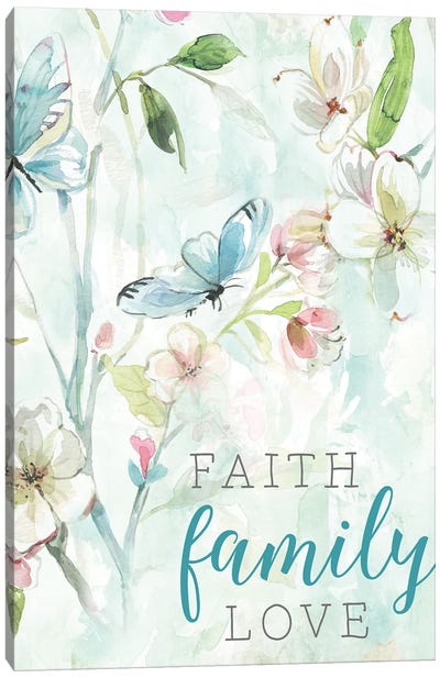 Faith Family Love Canvas Art Print - Butterfly Art