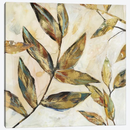Gilded Leaves I Canvas Print #CRO516} by Carol Robinson Canvas Artwork