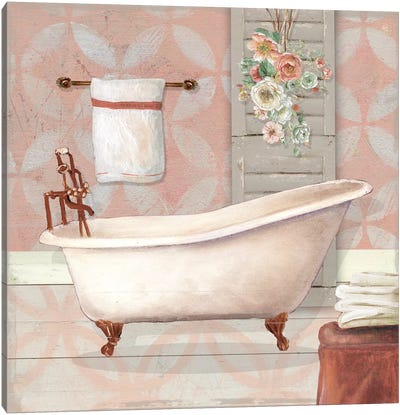 Blushing Bath I Canvas Art Print - Large Art for Bathroom