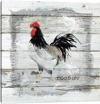 Farmhouse Collage Rooster Canvas Art Print - Chicken & Rooster Art