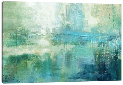 Lily Lake Canvas Art Print - Teal Abstract Art