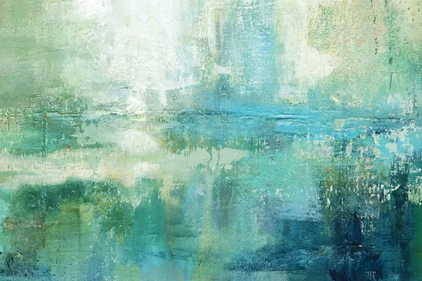 Teal Abstract Art: Lily Lake by Carol Robinson