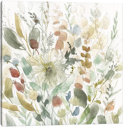 Linen Wildflower Garden Canvas Art Print - Flower Art