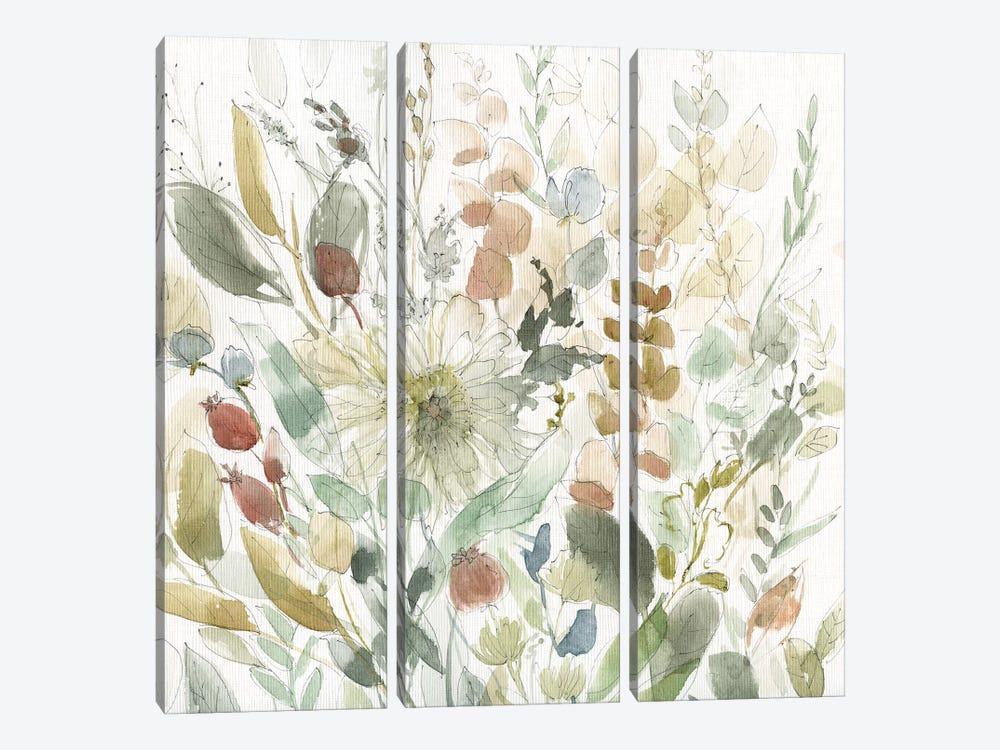 Linen Wildflower Garden by Carol Robinson 3-piece Canvas Print