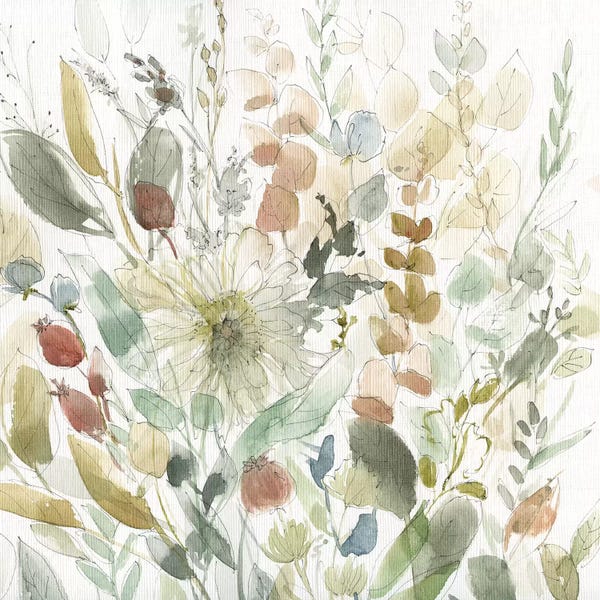 Large Wall Art & Big Canvas Prints: Linen Wildflower Garden by Carol Robinson