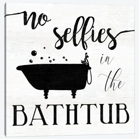 No Selfies Bath Canvas Print #CRO651} by Carol Robinson Canvas Artwork