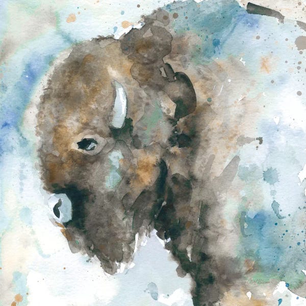 Bison & Buffaloes: Buffalo On Blue by Carol Robinson