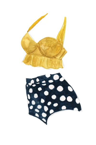 Large Wall Art & Big Canvas Prints: Vintage Swimwear IV by Carol Robinson