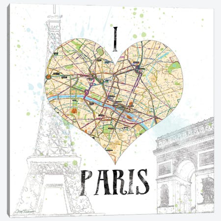 I Love Paris Map Canvas Print #CRO80} by Carol Robinson Canvas Art