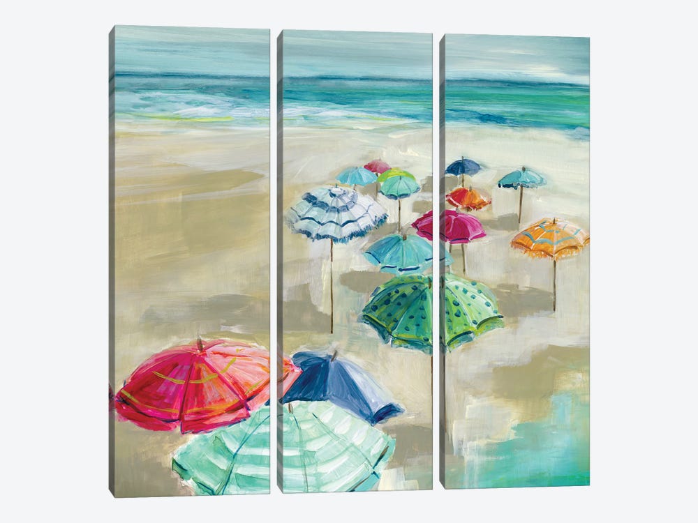 Umbrella Beach I by Carol Robinson 3-piece Canvas Art Print