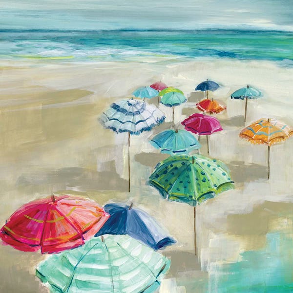 Large Wall Art & Big Canvas Prints: Umbrella Beach I by Carol Robinson