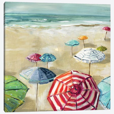 Umbrella Beach II Canvas Print #CRO853} by Carol Robinson Canvas Art