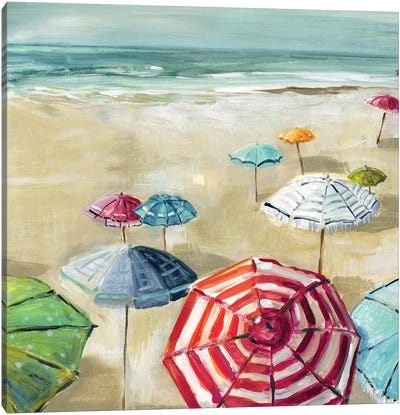 Umbrella Beach II Canvas Art Print - Sandy Beach Art