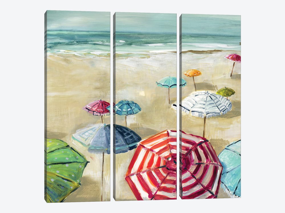 Umbrella Beach II by Carol Robinson 3-piece Canvas Artwork