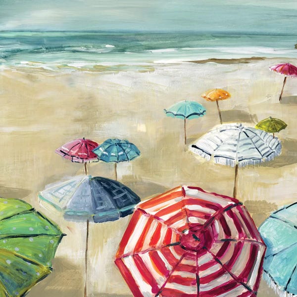 Large Coastal Art - Canvas Prints: Umbrella Beach II by Carol Robinson