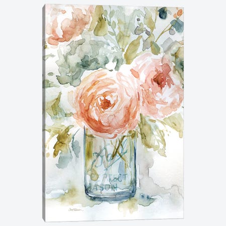 Cabbage Roses I Canvas Print #CRO876} by Carol Robinson Canvas Art Print
