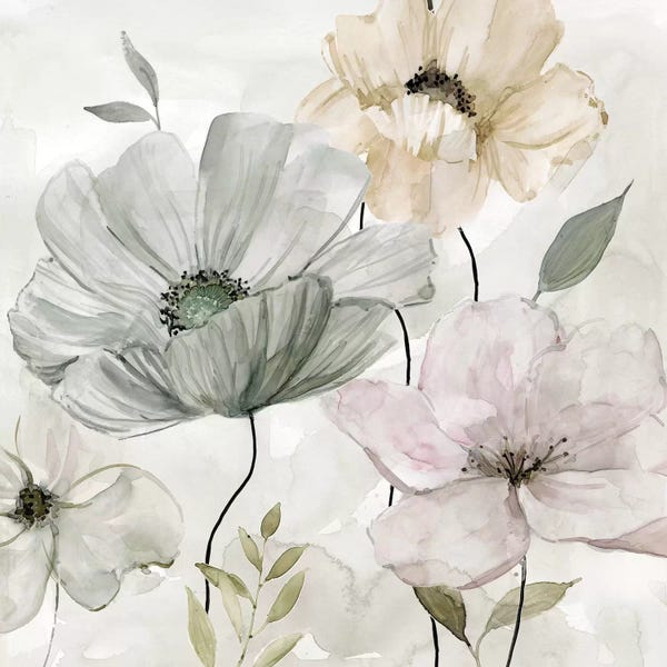Watercolor Flowers: Garden Grays - Detail II by Carol Robinson