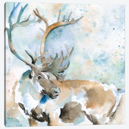 Caribou On Blue Canvas Print #CRO8} by Carol Robinson Canvas Artwork
